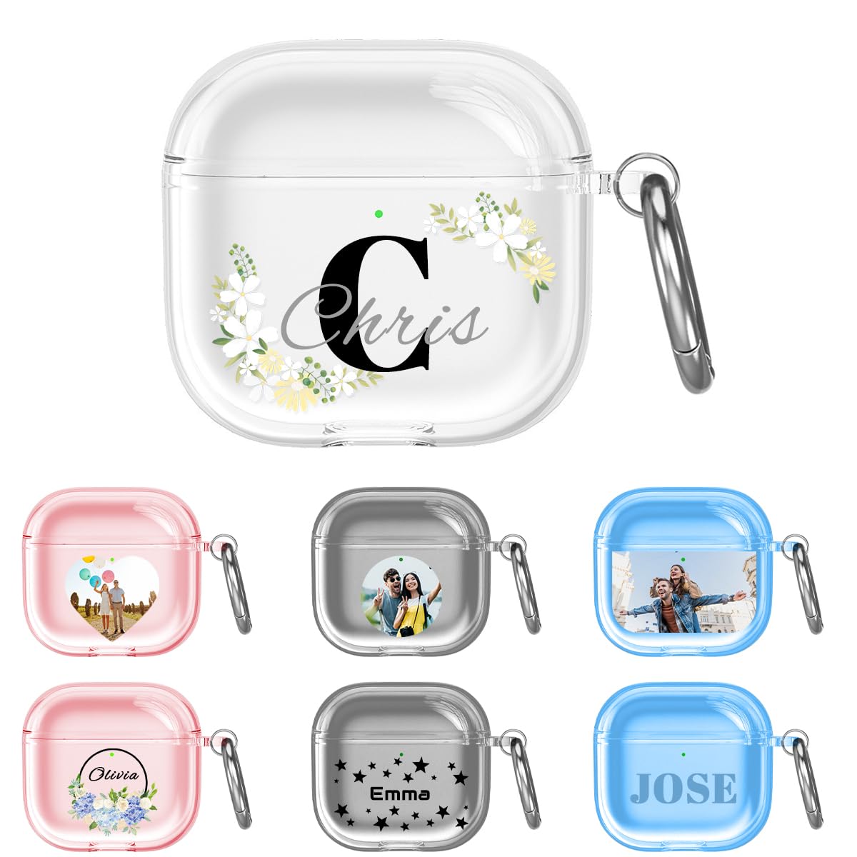 Personalized Name Case for AirPods 4, Initial Monogram Cover for AirPods 4/3/2/1, AirPods Pro 1/2, Soft TPU Protective Cover with Keychain, Customized