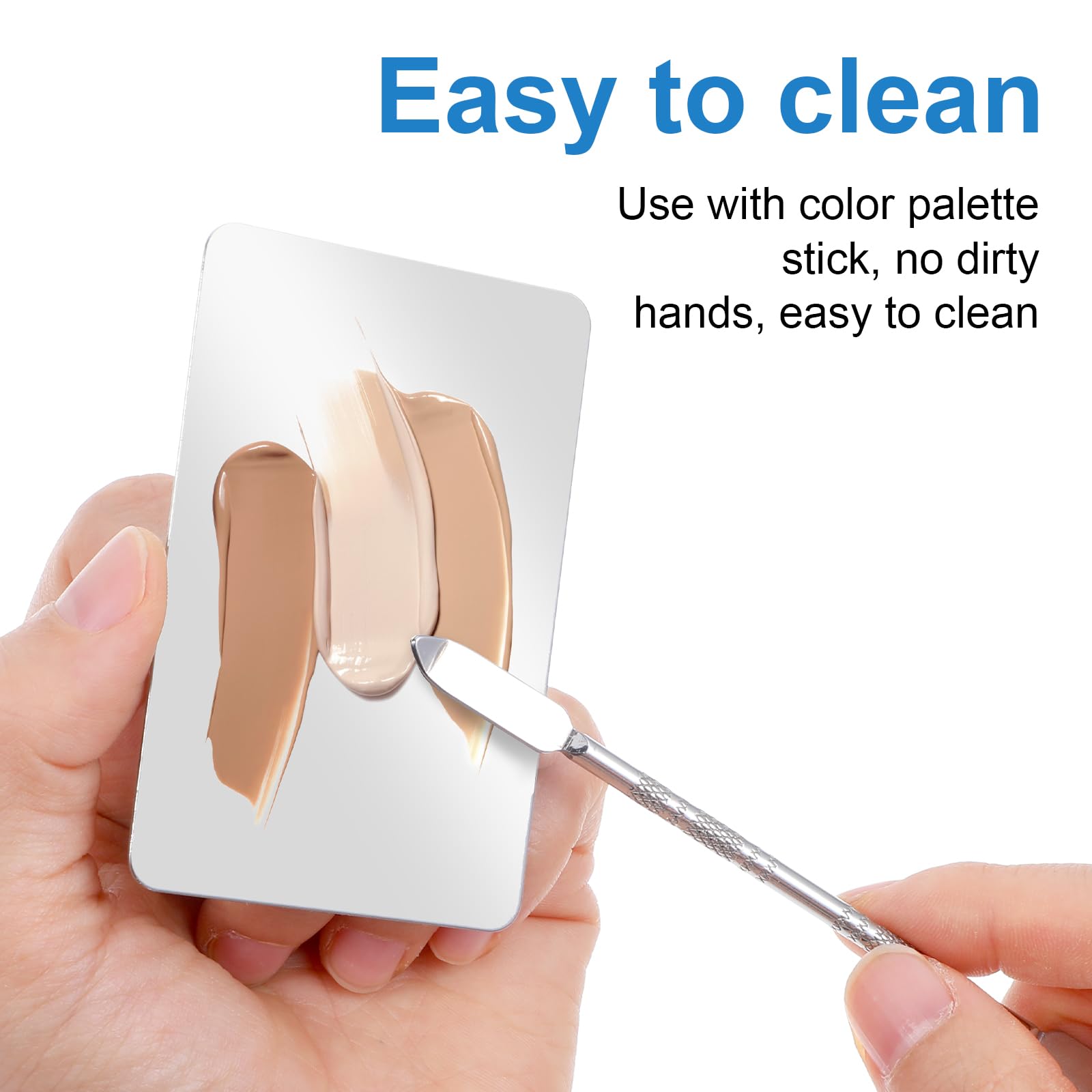 Molain Tavolozza per trucchi, in acciaio inox, spatola, cosmetici, trucco, tavolozza di miscelazione cosmetica con spatola, tavolozza cosmetica per fondotinta, nail art occhi