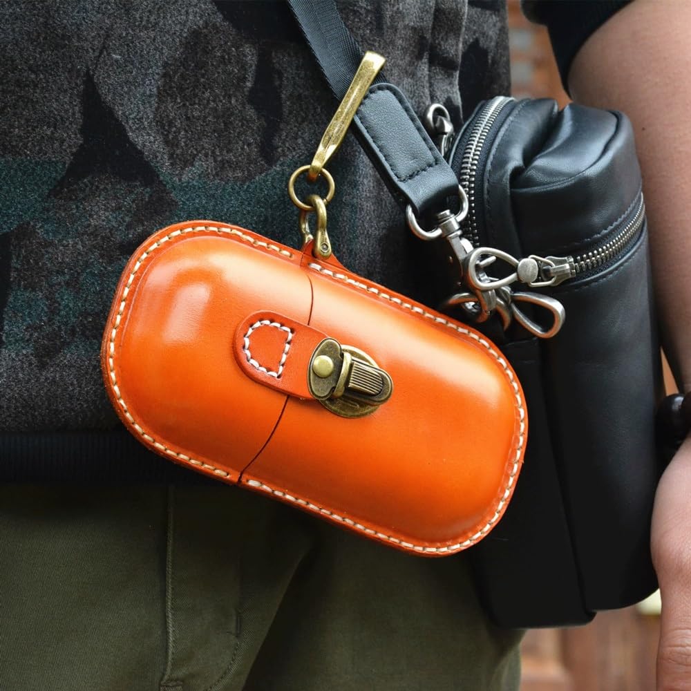 Retro minimalistyczne skórzane etui na okulary, skórzane etui na okulary, przenośne etui na okulary przeciwsłoneczne odporne na ściskanie, wąskie etui dla kobiet i mężczyzn (Grey : A, Size : S)