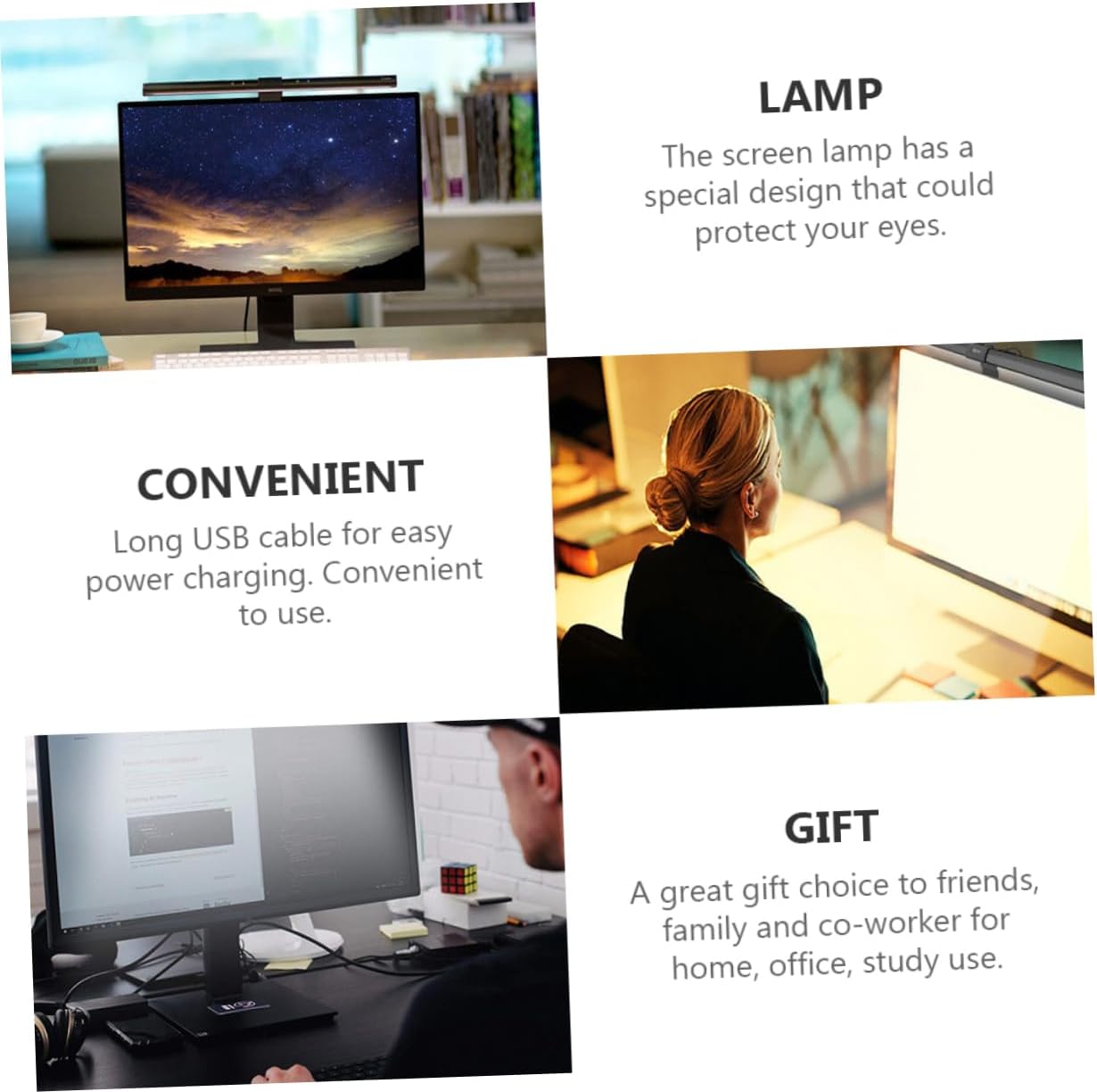 1set Computer Monitor Eye Protection Lamp Clip Led Light Three Modes for Home Office Use USB Powered Hanging Screen Lamp for Eye Comfort and Enhanced Productivity