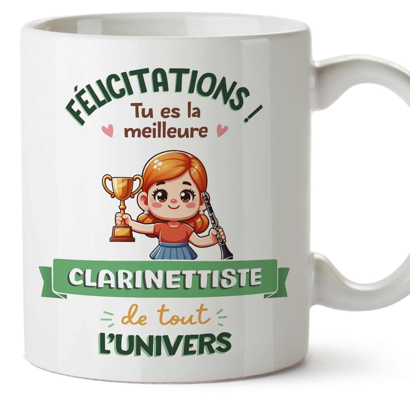 MUGFFINS Clarinetist Woman Mug - in French - Meilleur Univers Trophée - Funny Gift for Colleagues - Ceramic 11oz Mug — image 1
