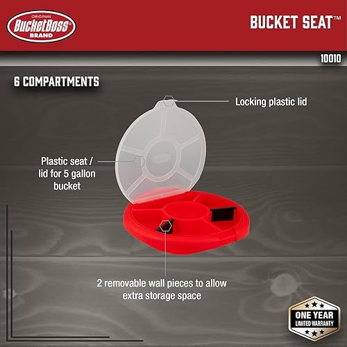Miniatura 2 de Bucket Boss - Organizador de piezas pequeñas para asiento de cubo, organización de cubos (10010), color rojo