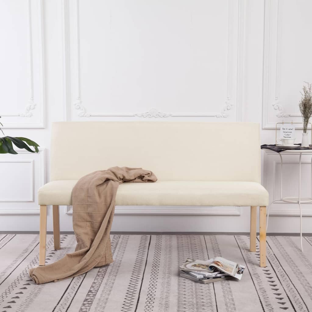 Banco 139,5 cm Poliéster Crema de color