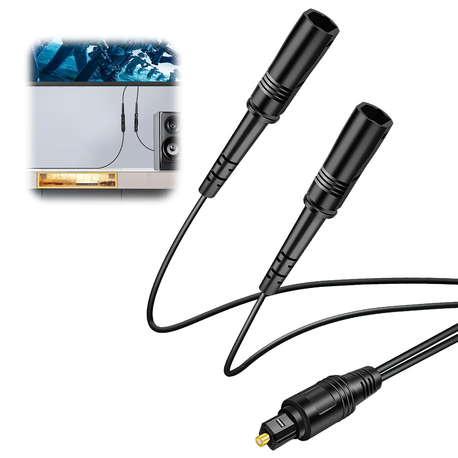 Dividere Audio Ottico, Cavo Digitale per Ingresso Maschio Toslink 2 Uscite Maschio per Soundbar Altoparlante Home Theater SPDIF in Fibra Ottica (0,5 metri