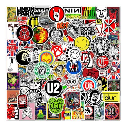 Bastban 100 PCS Music Themed Graffiti Stickers, Multicolor Vinyl Waterproof Aesthetic Stickers for Water Bottles, Laptop, Phone, Guitar, Skateboard, Motorcycle