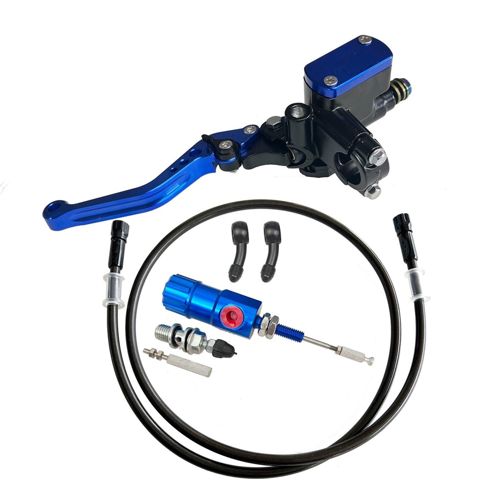 Iukmr Blue Clutch Set Motorcycle Clutch Brake Lever 14Mm Piston Motorcycle Hydraulic Clutch Kit Brake Master Cylinder 1200Mm Hose(Blue Clutch Set)