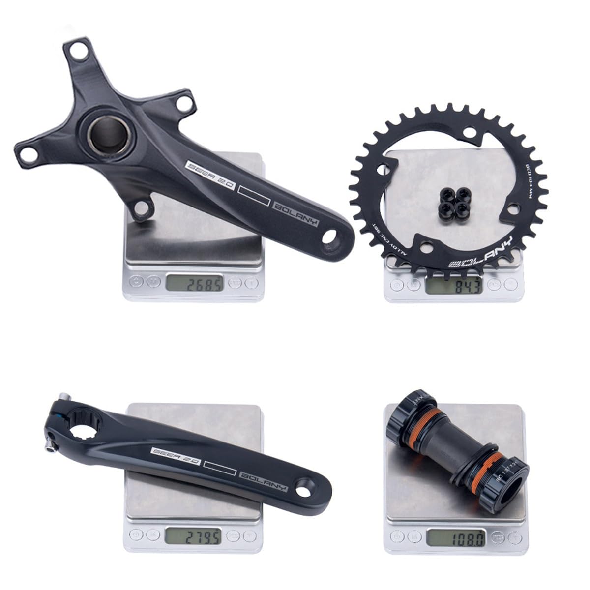 Juego de bielas huecas integradas MTB de 170 mm, juego de bielas de aleación de aluminio, juego de bielas redondas individuales con plato ancho estrecho 34/36T