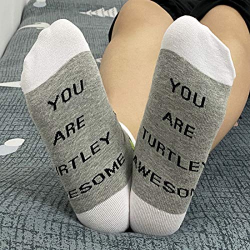 JXGZSO Green Turtle Socks You are Turtley Awesome Socks Sea Animal Lover Tortoise Gift ovelty Socks4