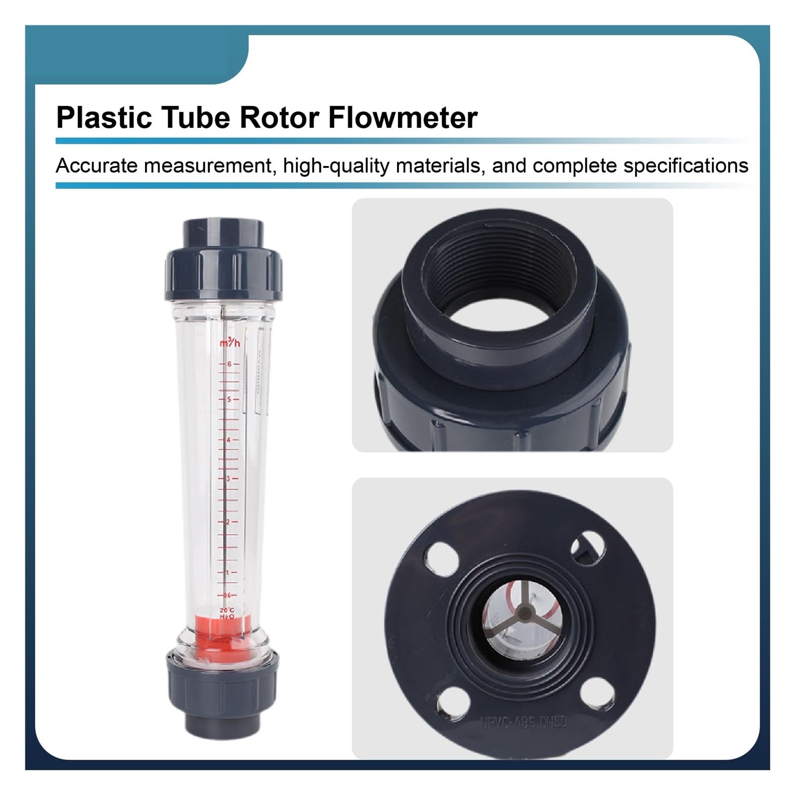1 medidor de Flujo de área Variable de Tubo de plástico DN15-50, rotámetro de líquido.(DN32 0.4-4m3 per H,Gluing Socket)