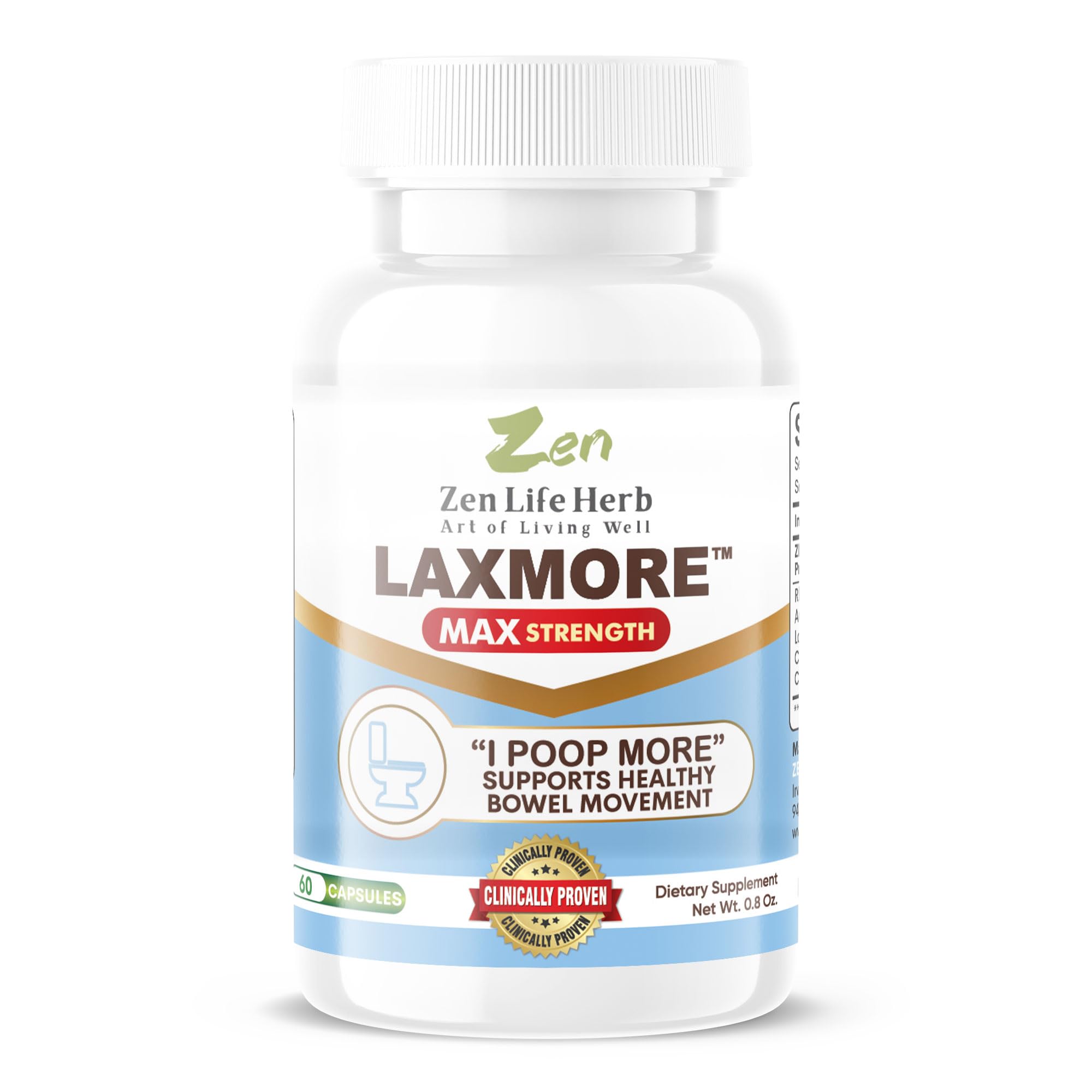 LAXMORE I Poop More Max Strength 100% Natural Plant-Based Supplement (60 Capsules)
