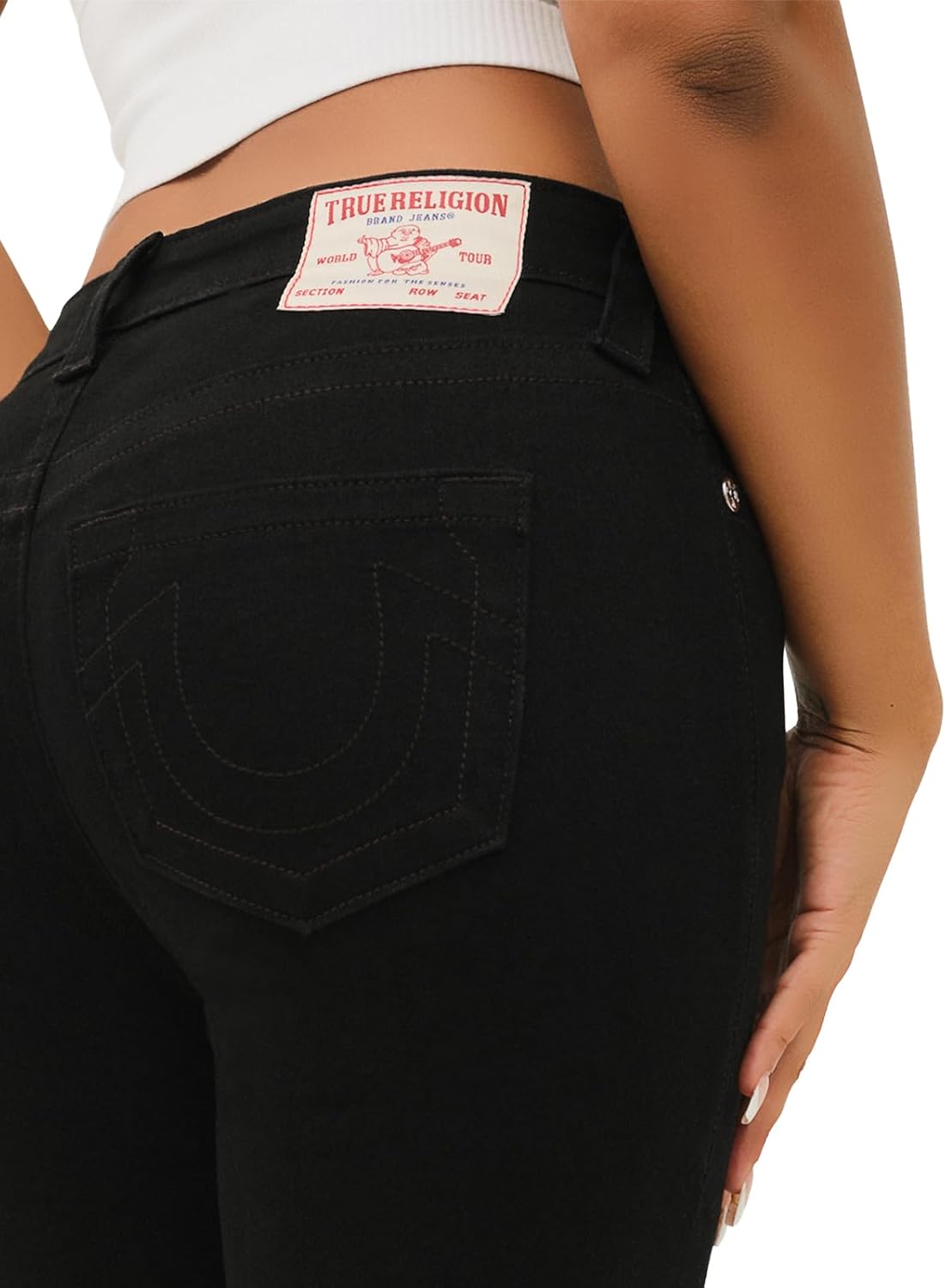 True Religion Women's Halle Mid Rise Super Skinny Fit Jeans Denim Single Needle Stitching - Image 3