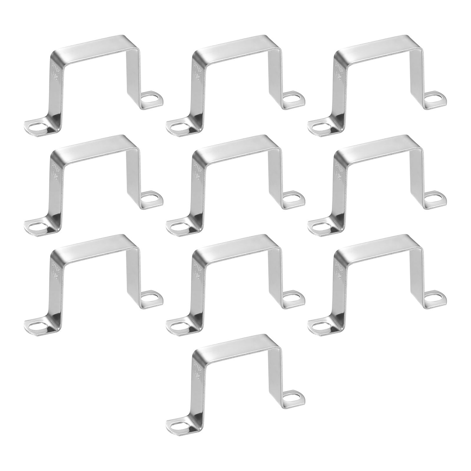 M METERXITY 10-Pack U Shaped Connector Bracket, 50x50mm 304 Stainless Steel Square Pipe Clamp for Door Closed Bar Holder Strut Channel/Fixing Tools/Pipe, Strap Clamp for Rectangular Tube