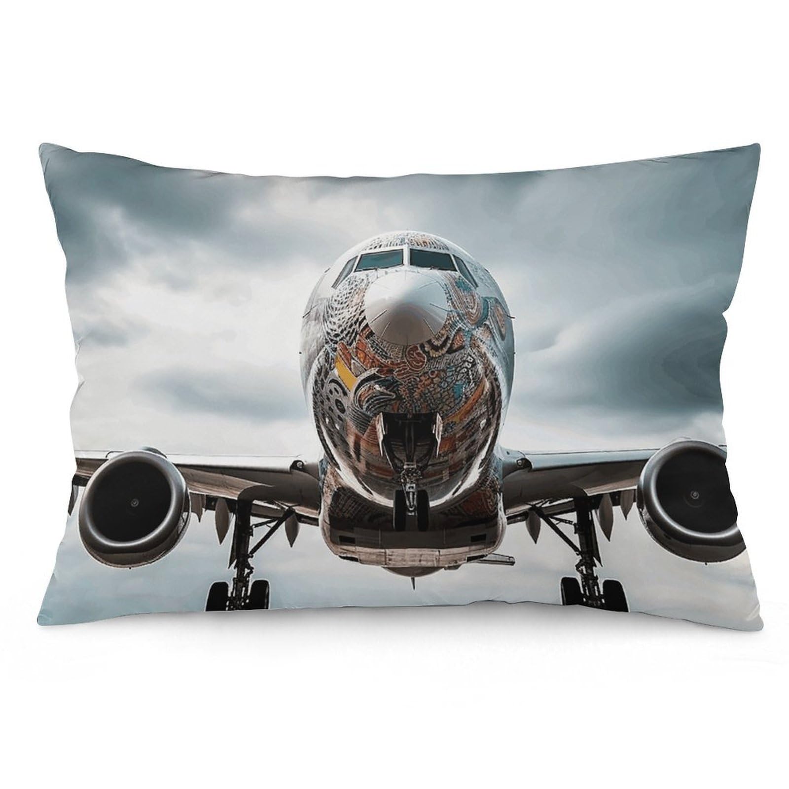 2 Pack Pillow Cases for Hair and Skin, Soft Breathable Pillow Case Covers with Hidden Zipper, Airplane Art Pillowcase 16 "x24 Pillow Covers for Sleeping Gift