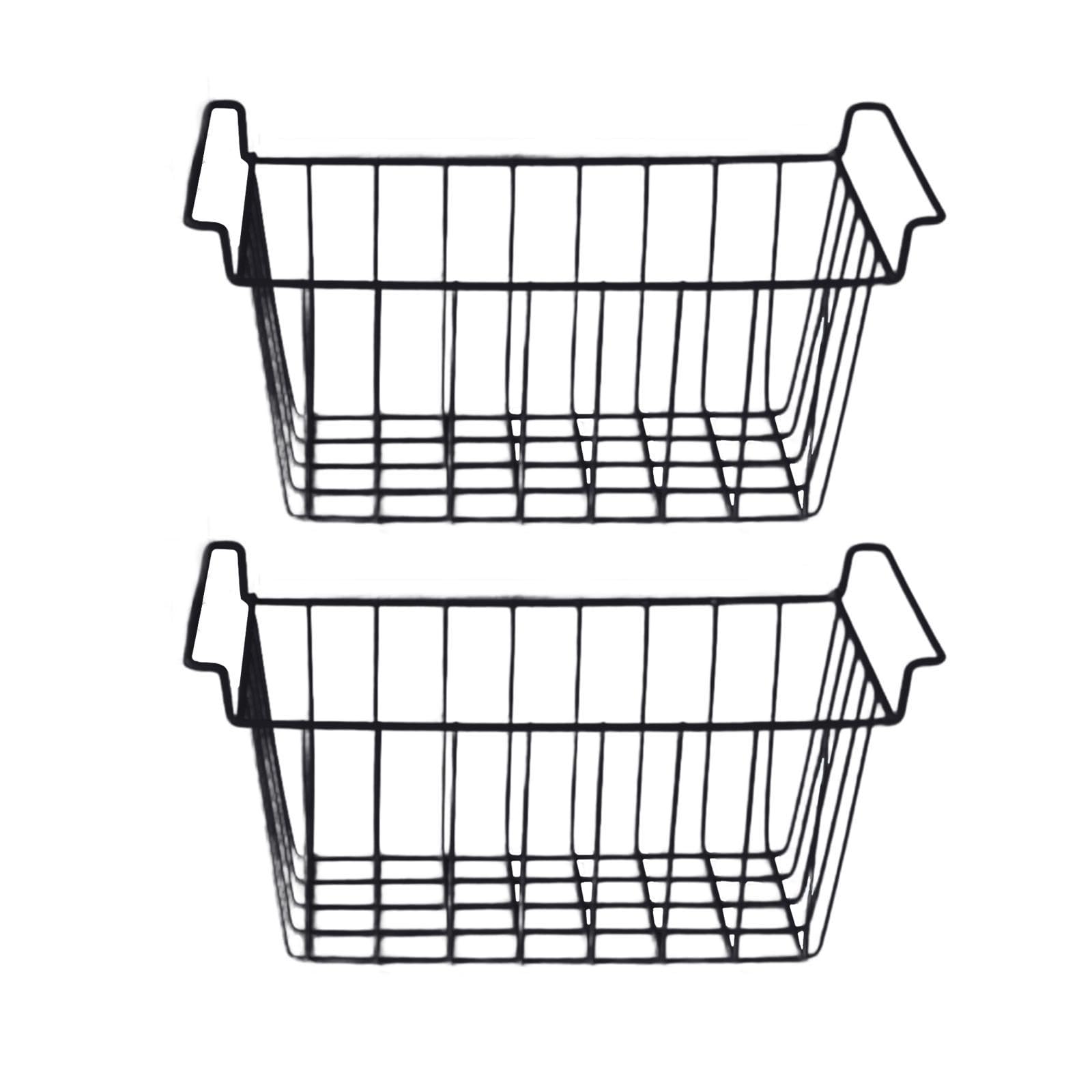 2X Gefrier Organizer Box, Kühlschrankbox, Praktisch mit Griff, Drahtkorb Zur Aufbewahrung in Der Speisekammer, für Küche, Landhausstil, Café, 39cmx20cmx20cm