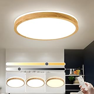 YYUTLUO Lámpara techo LED de madera natural Ø60cm