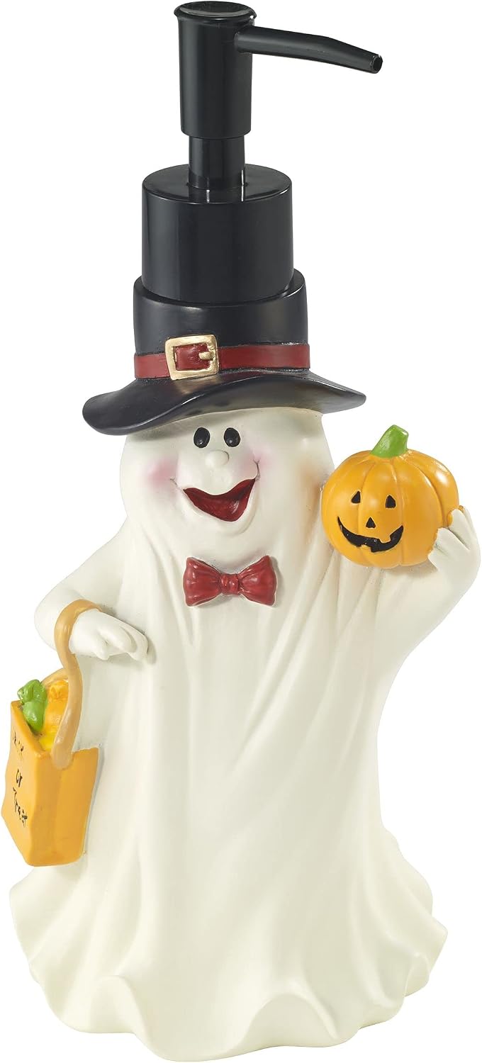 Avanti Linens - Soap Dispener/Lotion Pump, Guest Bathroom Essentials, Happy Ghost Design Home Decor (Halloween Collection)