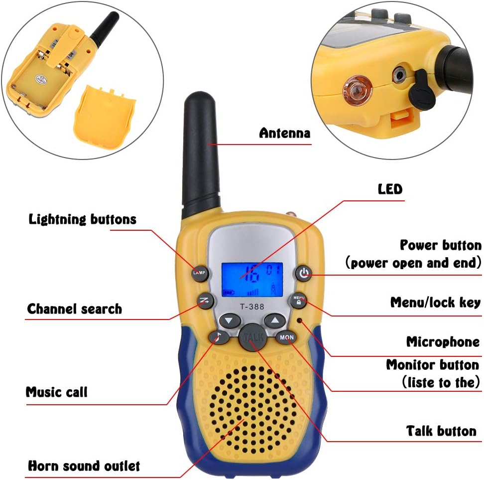 BBLIKE Kids Walkie Talkies Toys Set 1 kids binoculars + 2 Whistle + 2 Straps + 1 Storage bag, Two-Way Radios Toys with Flashlight and LCD Screen for Toddler Boys Girls Adults Outdoor Camping