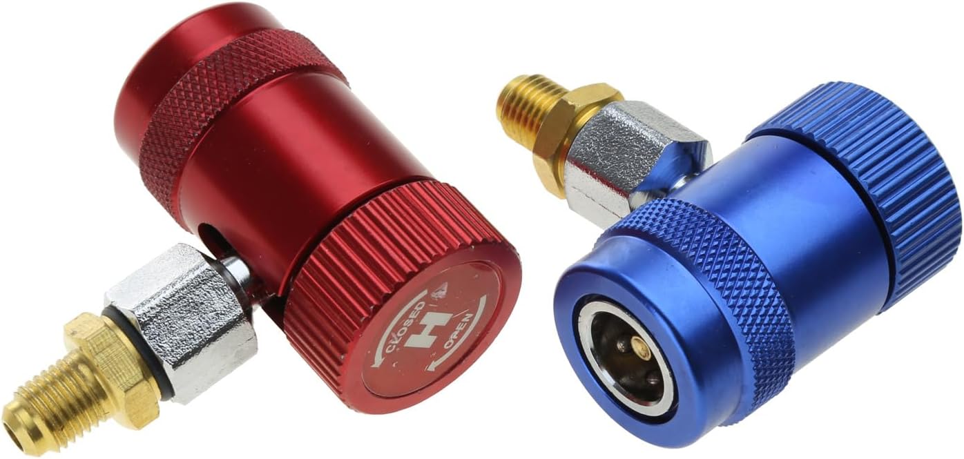 Pair Air Condition Quick Coupler Adapter High Low Manifold Connector R1234YF Brass Manifold Gauge