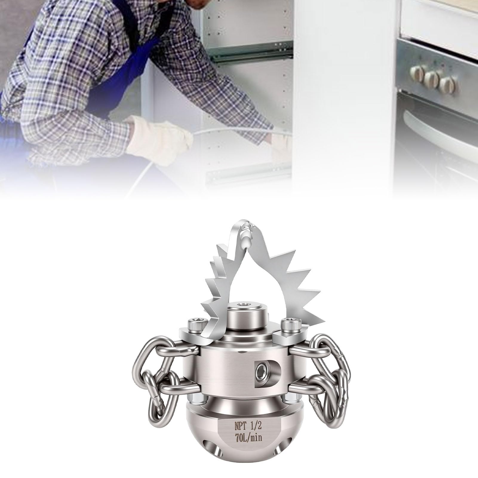 FTVOGUE Buse de Nettoyage Rotative 360°, Filetage NPT 1/2 Pouce