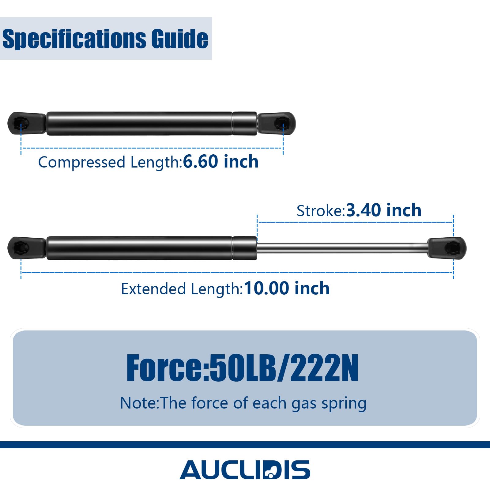 C16-04155 17in 50LB/222N Gas Strut For Pickup Toolbox Lid Door, Cabinet - View #14