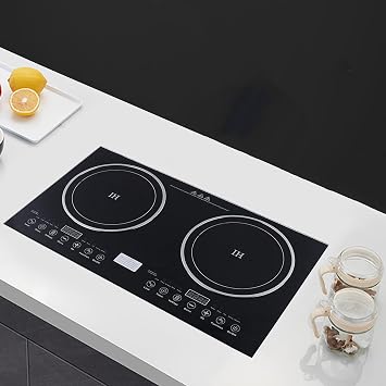 Countertop Burners 2600W Electric Dual Cooktop Cooker Hot Plate Heater Cooking Burner Stove, 8 Gear Firepower, Can Be Recessed In Countertop (1200W Induction Cooker + 1400W Ceramic Cooker)