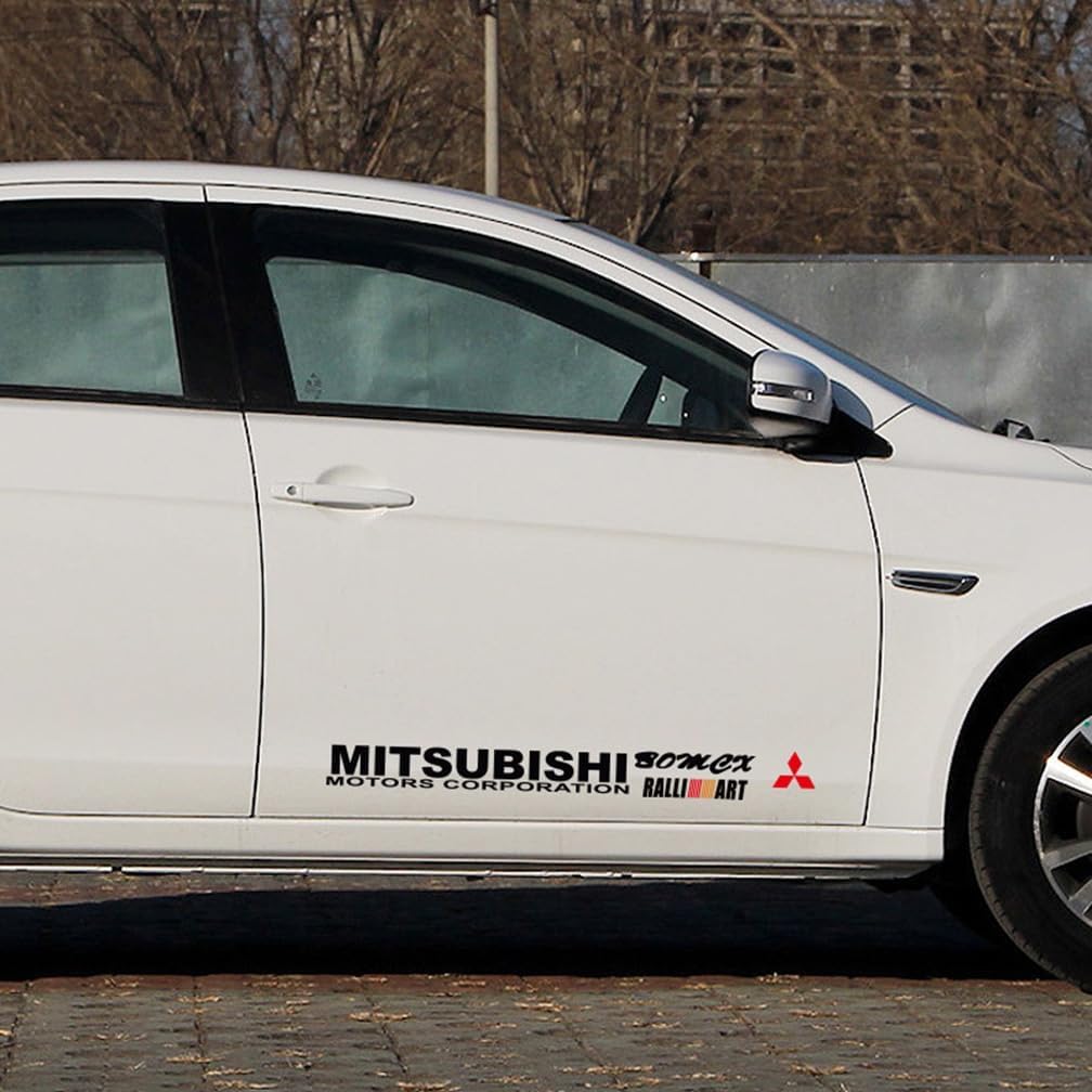 Mitsubishi Outlander, Lancer Evolution EX, Mirage, ASX, Colt, Pajero Car Emblem Badge Sticker Body, Door, Side, Skirt, Sign, Sticker, Decal Styling Decoration Car Accessories, 50cm-A-black [Parallel