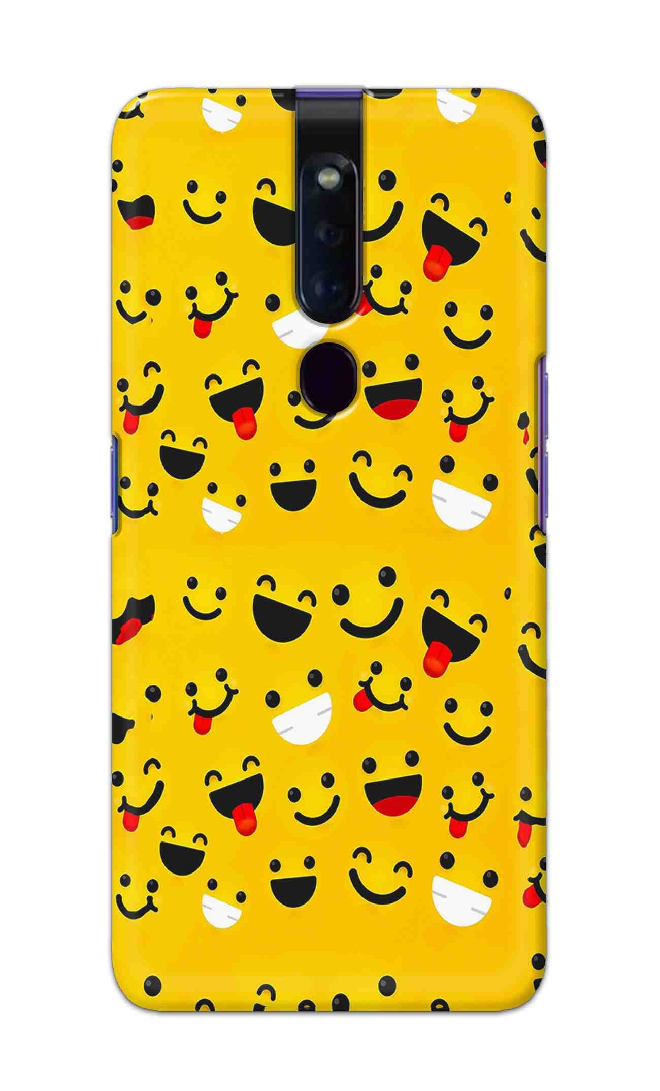 TweakyMod Designer Printed Hard Case | Just Yellow Emojis Back Cover Compatible with Oppo F11 PRO