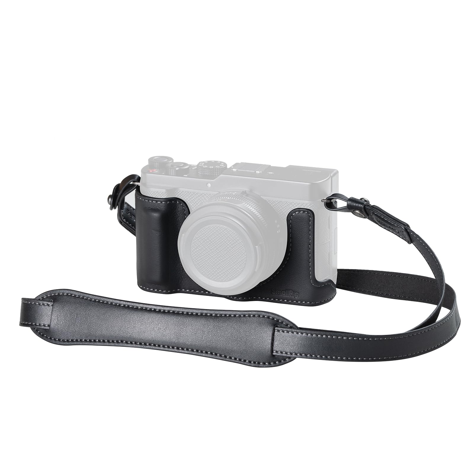 SMALLRIG Leather Half Case Kit for Panasonic LUMIX L10, Including Retro Style Protective Case and Shoulder Strap, 1/4"-20 Threaded Hole, Compatible with Tripods (Black) - 6274