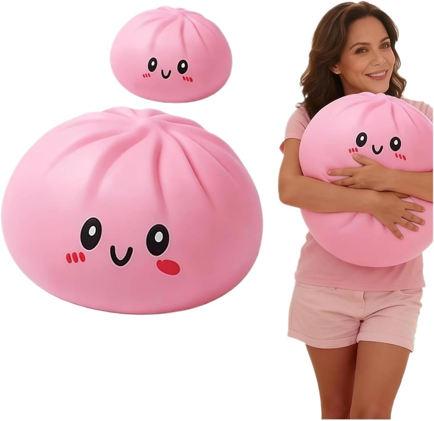 Giant Dumpling Squishy 10 Inch Dumpling Squishy Giant Mega Dumplin Squish Anxiety Relief Fidget (Pink)