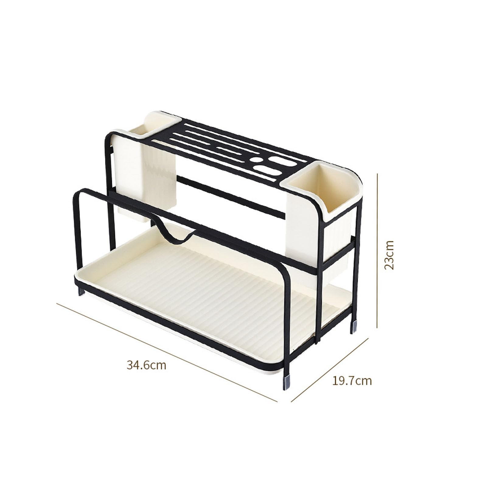 Porte - Baguettes Égouttoir, Support D'ustensiles De Cuisine Multifonctionnel En Acier Carbone Et PP Avec Bac De Récupération, Organisez Baguettes Cuillères Fourchettes Pour Maison (Noire)