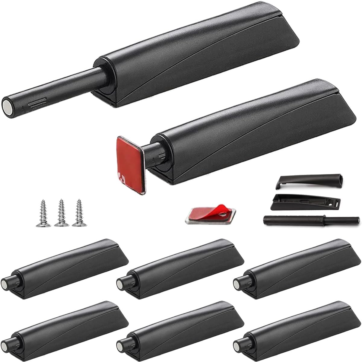 Push to Open Door Latch Cabinet Hardware CBRIVE 8 Pack Magnetic Push Latches &amp; Lock for Hidden Door Push Release Drawer Pull Tip on Strong Pop Out, Black