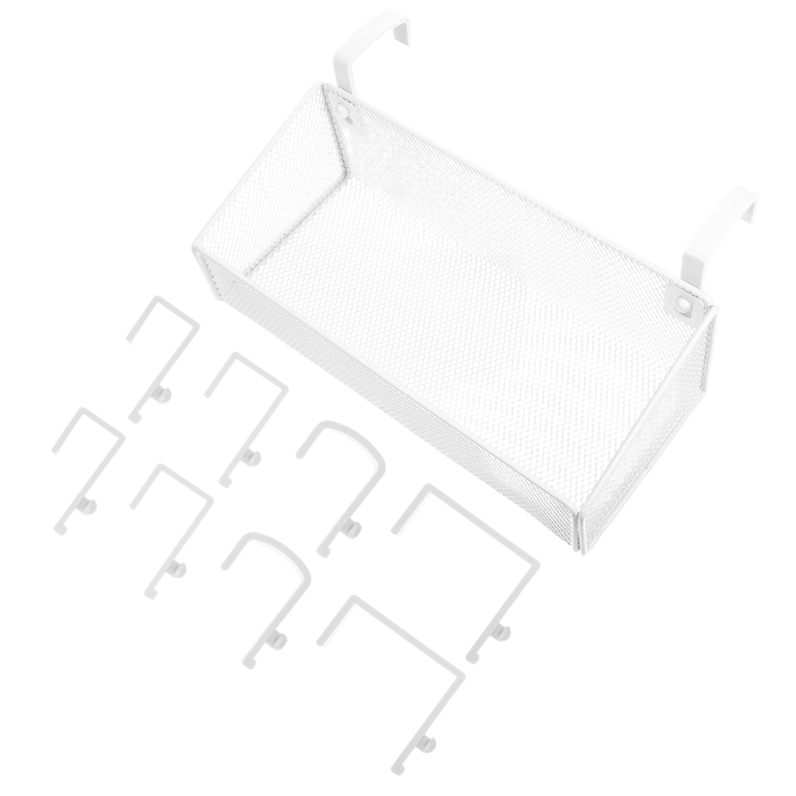 JUMPLAWN Bedside Hanging Storage Organizer Rack Metal Basket for Bunk Beds Collage Dorm and Office Use Multipurpose White Storage for Essentials Like Books and Phones