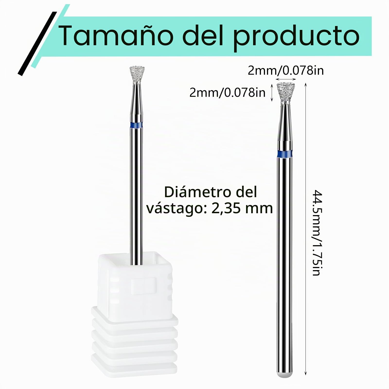 Andibro - Puntera para lijadora de uñas, puntas de uñas, profesionales, planas, puntas de uñas, eliminación rápida de cutículas, acrílico, gel duro, bola cónica, redonda, para manicura pedicura