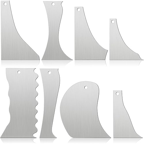 8 Pcs Metal Pottery Tool Profile Rib Bundle Stainless Steel Clay Scraper Tool Handy Sculpting Ceramics Scoring Potteries Serrated Pottery Trimming Tools for Sculpture Crafts, 8 Designs