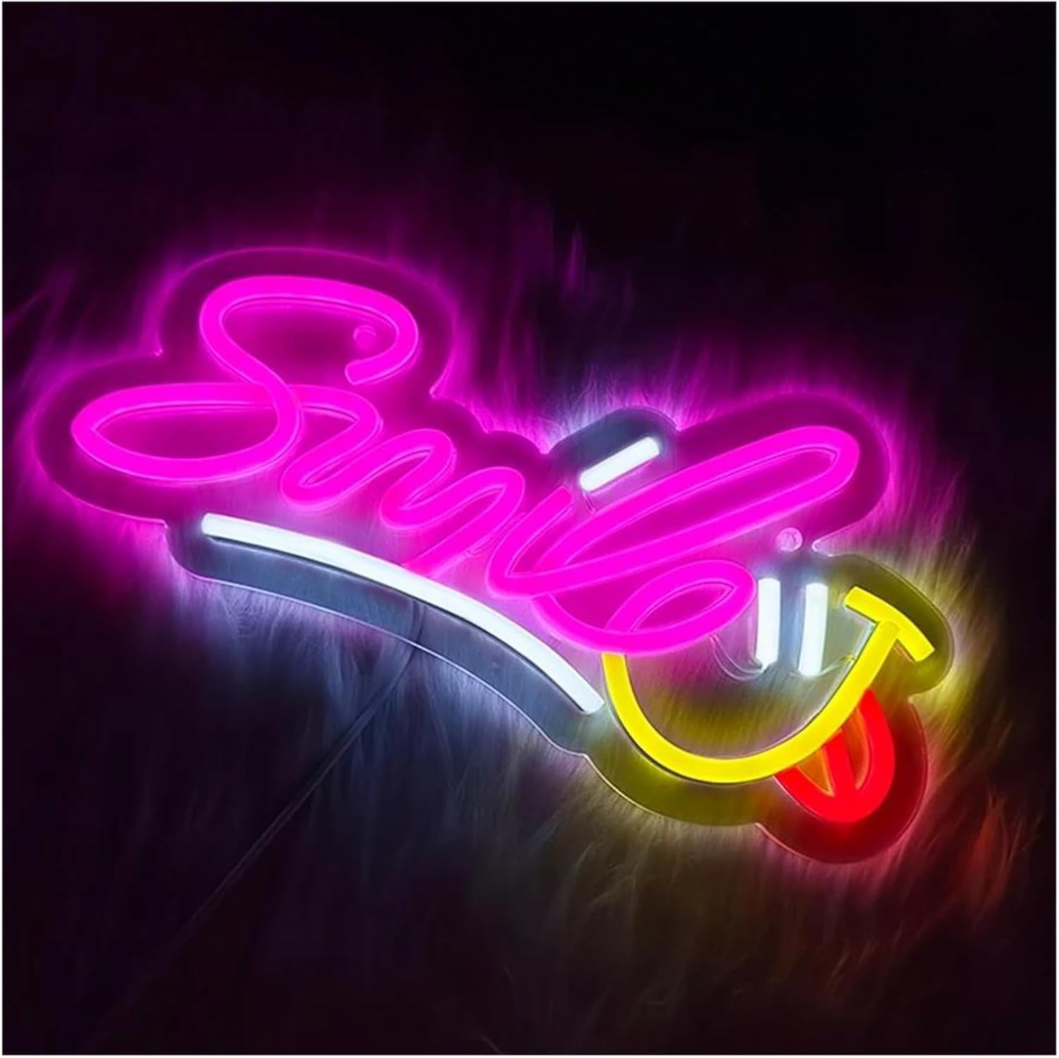 Insegna al per neon con scritta "Smile" e lettere a per LED per addio nubilato, matrimonio, 31 cm x 15,5