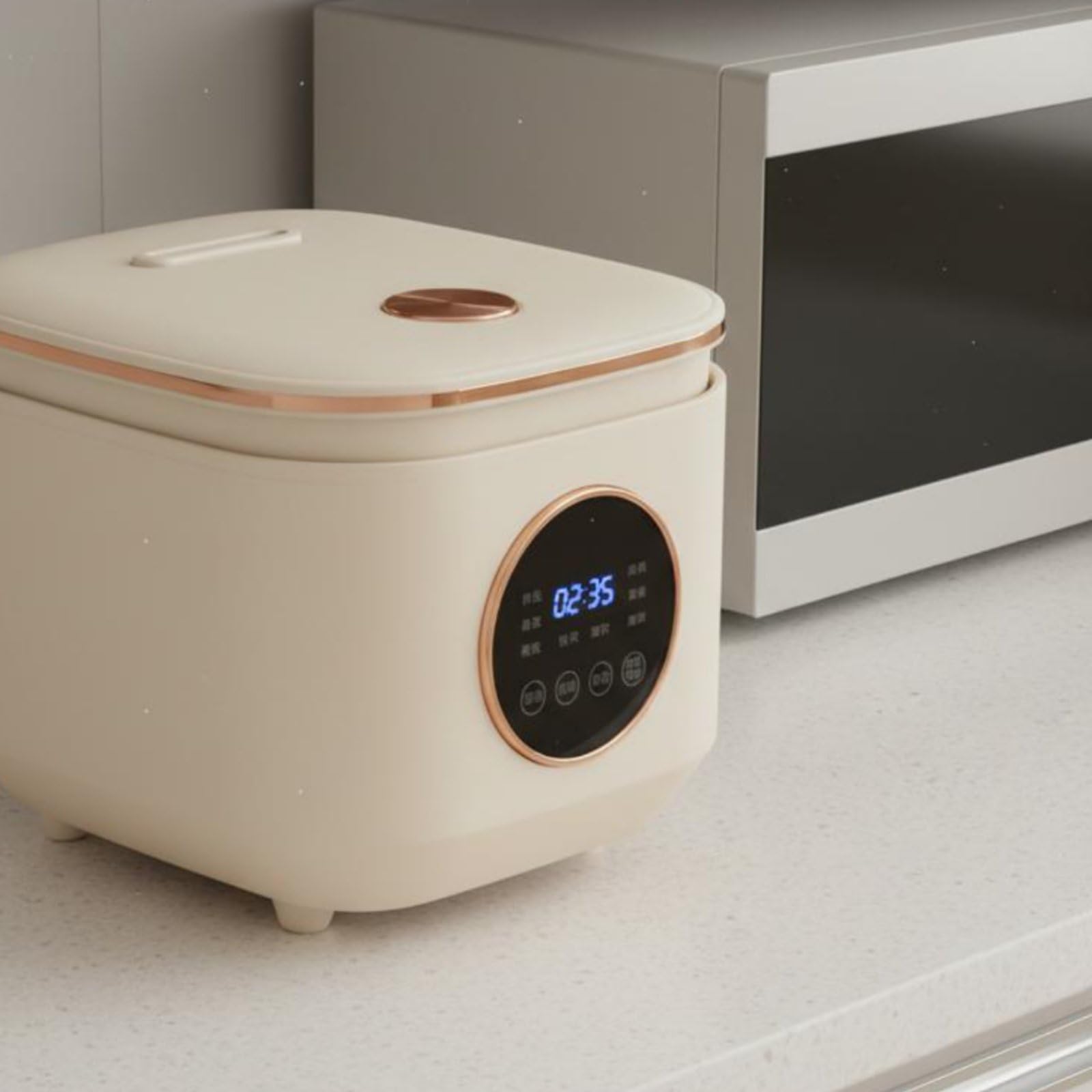Colcolo Cuociriso Elettrico Mini Cuociriso Pentola Multifunzione Vaporiera Antiaderente Controllo Semplice Mantenimento Caldo Termica Adatto a Studenti Lavoratori Pranzi Veloci Casa, Bianco Riso