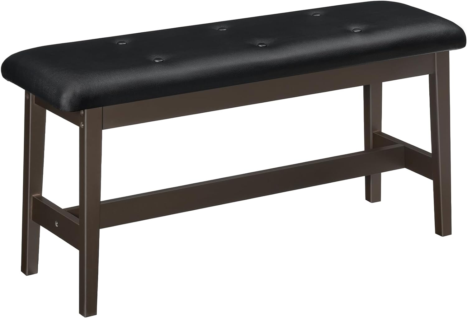 SIMILAR TO STOCK PICTURE  HOOBRO Dining Bench, Bamboo Dining Room Bench with PU Leather Upholstered Seat, Shoe Changing Bench, Entryway Bench, for Dining Room, Living Room, Hallway, Kitchen, Entryway, Brown and Black CB13CD01