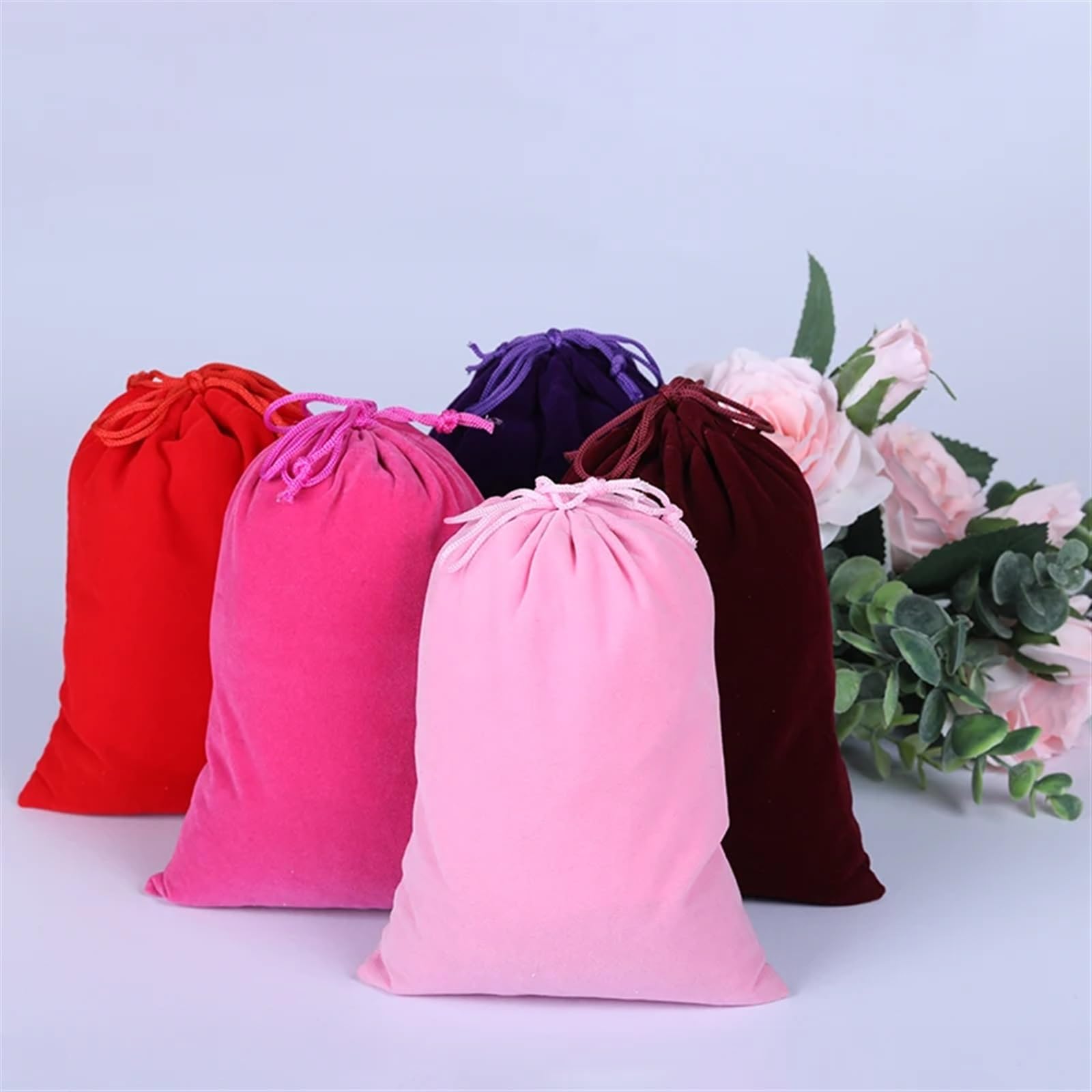 10 Stück Schmuckverpackung und Organizer, Hochzeitsbevorzugungsbeutel, Schmuckbeutel, Samt-Geschenkbeutel mit Kordelzug, Baumwollbeutel(Gray,30X40_15.5X10.5X8.5CM)