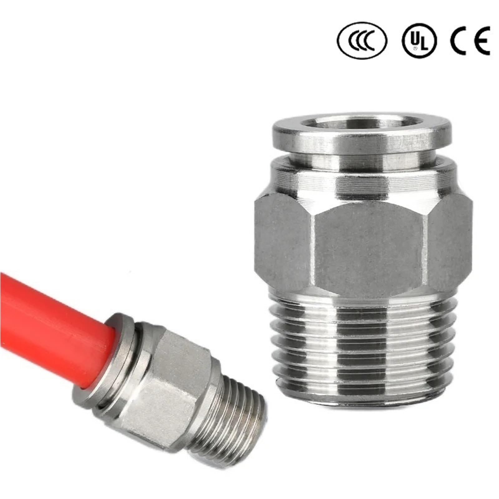 Valvole di sicurezza Raccordo per tubo pneumatico in acciaio inossidabile 304 14/16 mm Raccordo per tubo ad alta pressione e temperatura a sgancio rapido Valvola di Sovrappressione(PK,16MM)