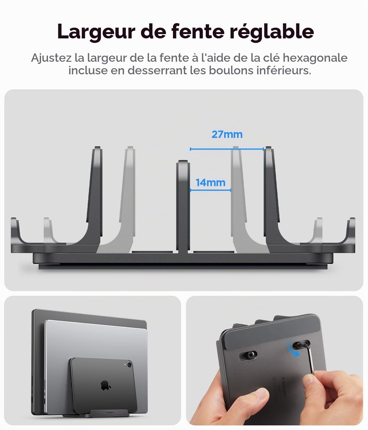 Spigen Support Vertical [Jusqu'à 4 Appareils] Organisateur de Bureau
