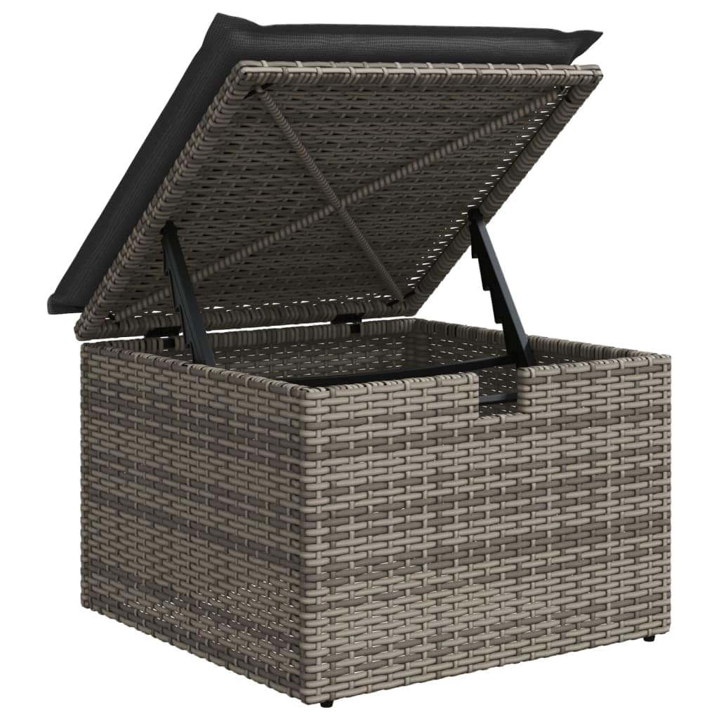 Brokky Poly Rattan Lounge mit Stauraum Balkon Lounge Gartenlounge Outdoor Loungemöbel Rattan Gartenmöbel Set Terassenmöbel Außen Gartensofa-Grau-4-tlg-mit Aufbewahrung & Tasche