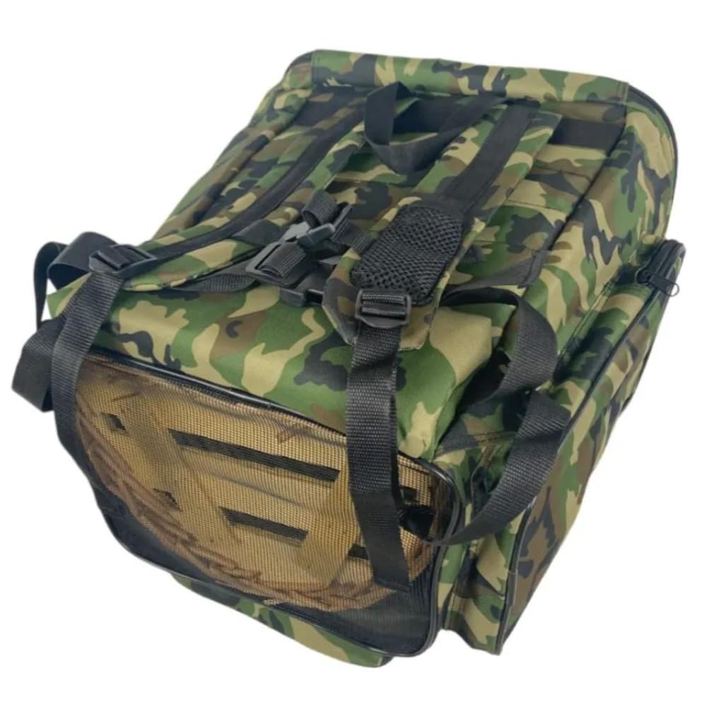 acquaverde | Zaino Portafunghi per Raccolta Funghi Professionale, Verde Mimetico, Imbottito Anti-urto con 3 Tasche, Cesta in Vimini - cm. 41x35x43