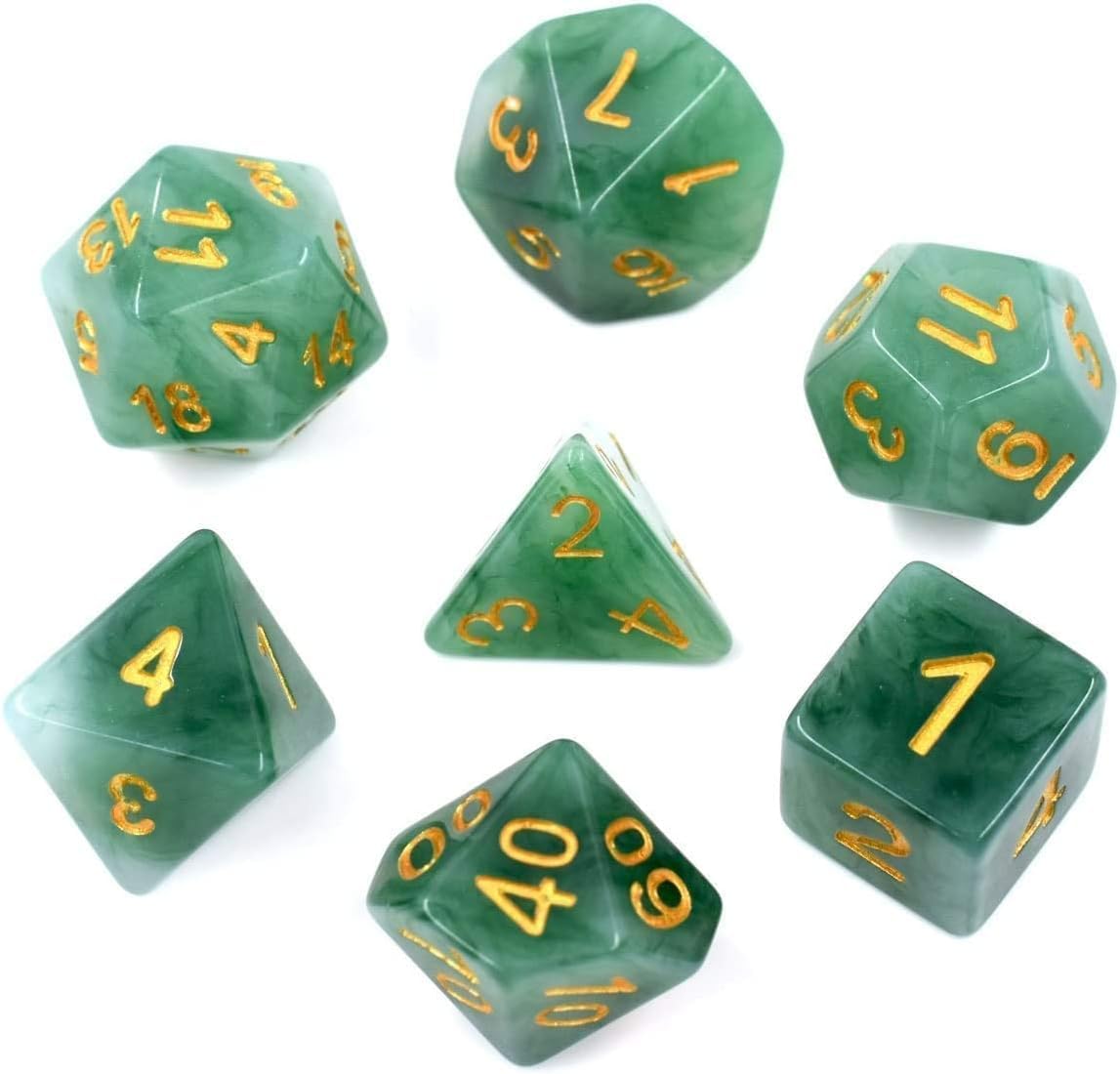 Polyhedral Green Jade Dice for Dungeons and Dragons Pathfinder DND RPG MTG Table Gaming Dice Sets