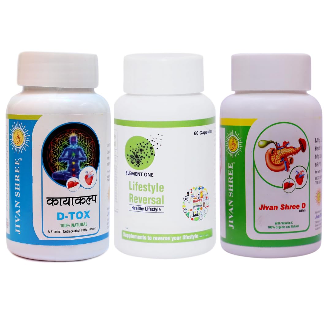 Diabetic Care Pack a Metabolic formula Jivan Shree D 120 Capsule Lifestylereversal 60 Capsules Kayakalp Detox 60 Tablets (2 Months Pack) Free Diet Chart