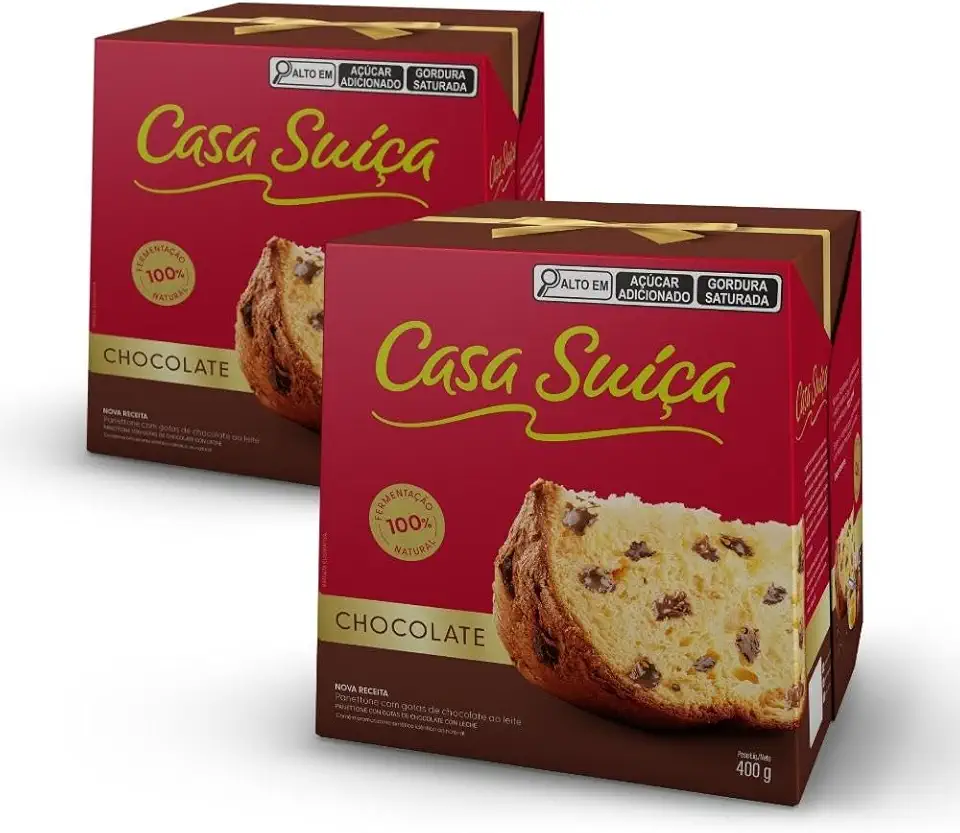 2 Panetones Casa Suíça Chocolate, Chocotone 400g