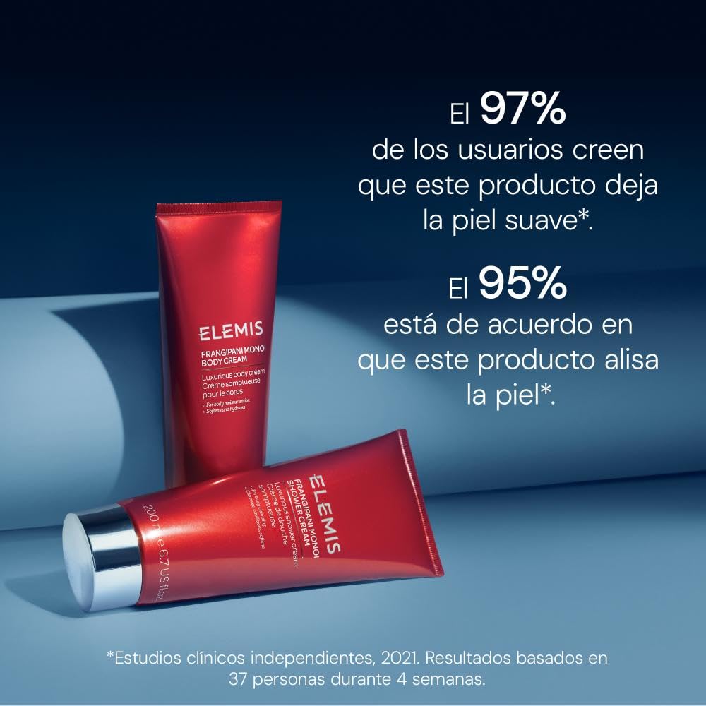 Elemis Body Care - Crema corporal Frangipani Monoi, crema de ducha y gel de baño refrescante, cuidado de la piel con aroma exótico para uso diario