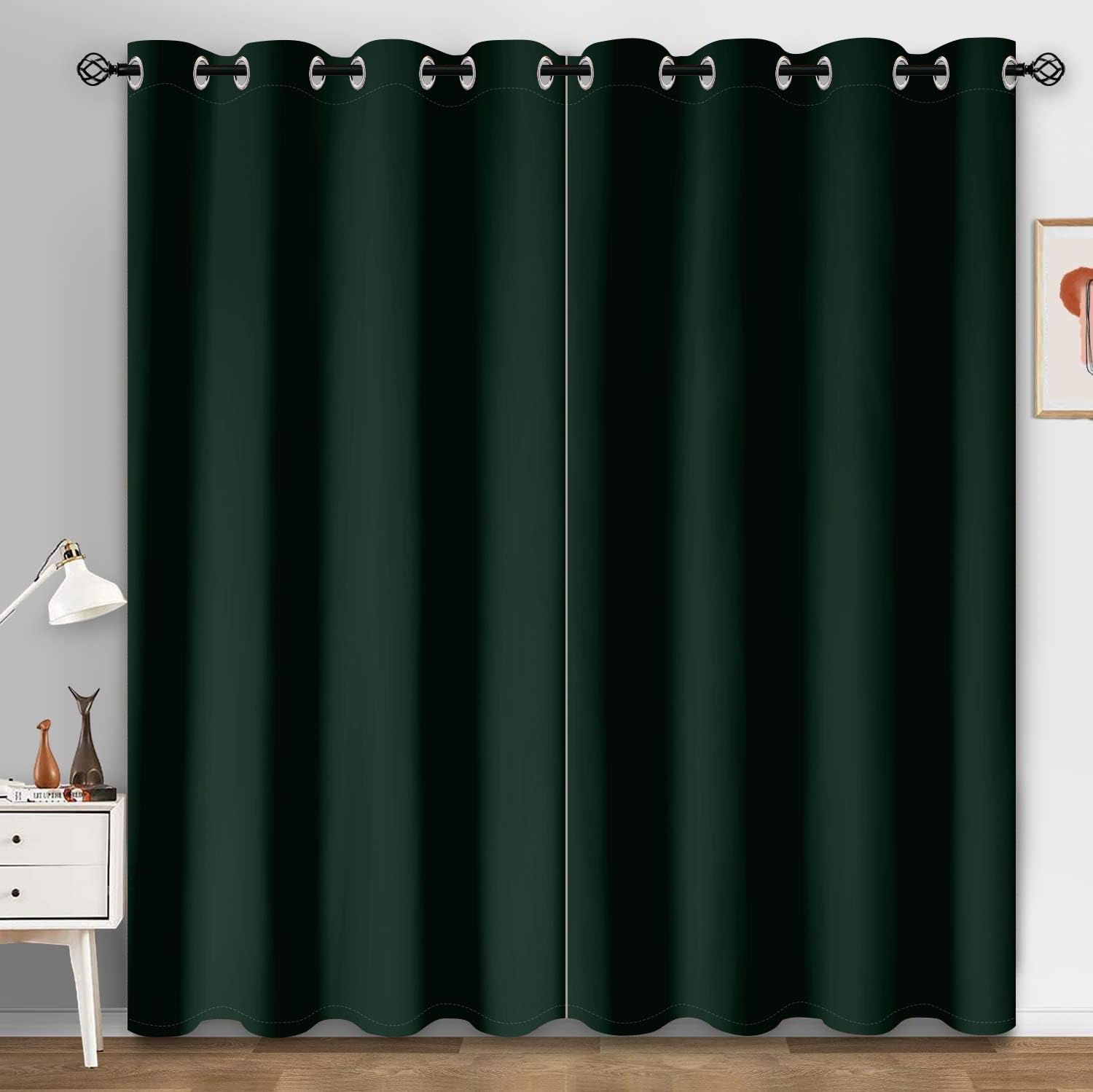Rideaux isolants pour chambre et salon occultants vert foncé