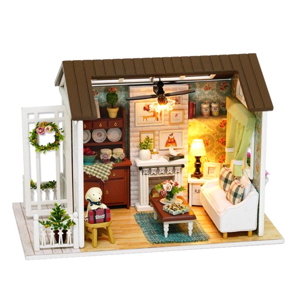 CLUB BOLLYWOOD 1/24 DIY Miniature American Style Diary Living Room  Dollhouse Kits with Furniture Model, for Ages 6+ Doll Houses Dolls  Bears - Main Image
