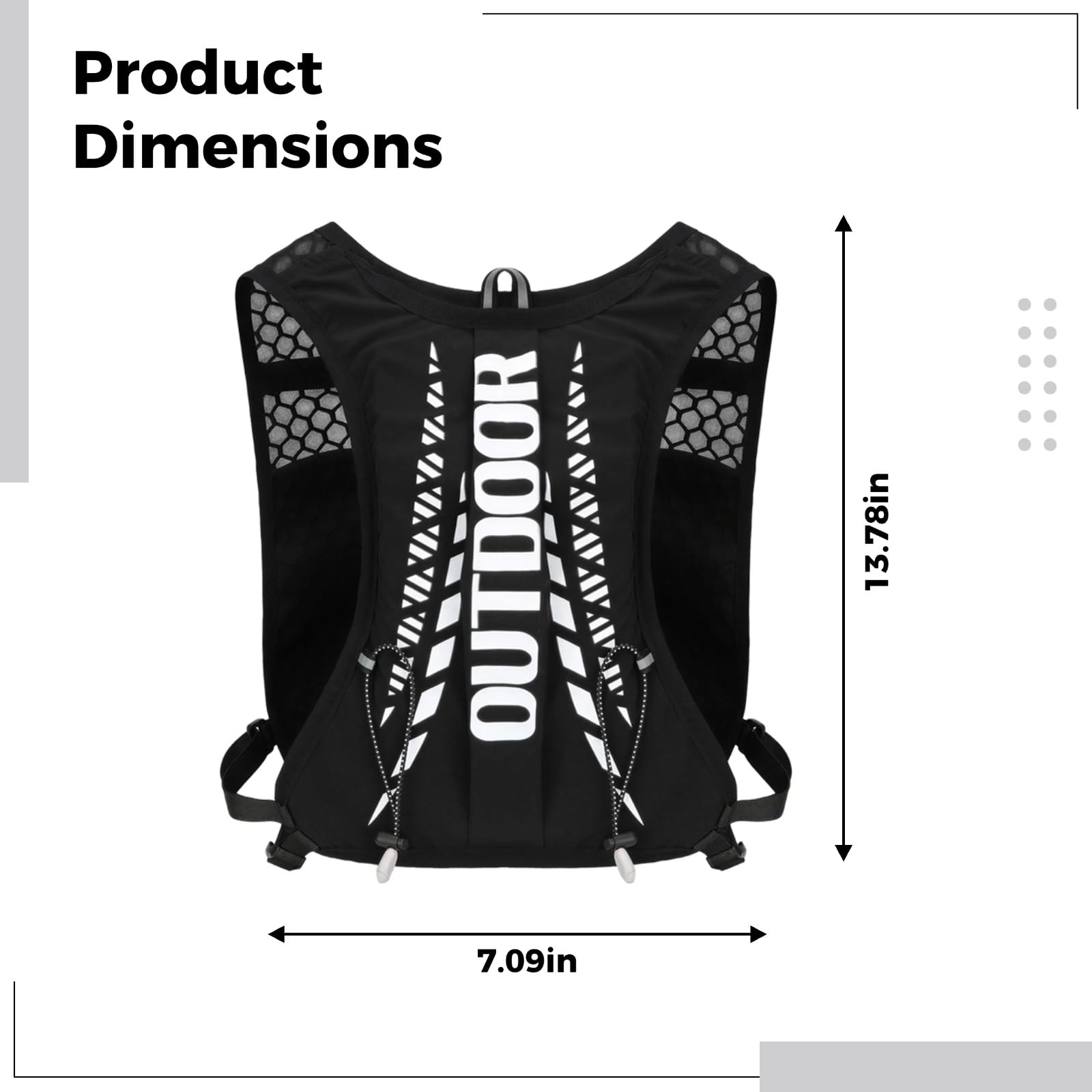Gilet de Course léger avec Sac à Eau, Poche à Eau 1,5 L et Bouteille 17 oz et 50 ML incluses, Plusieurs Poches de Rangement, Sac à Dos de Sport pour Course Longue Distance, randonnée, vélo