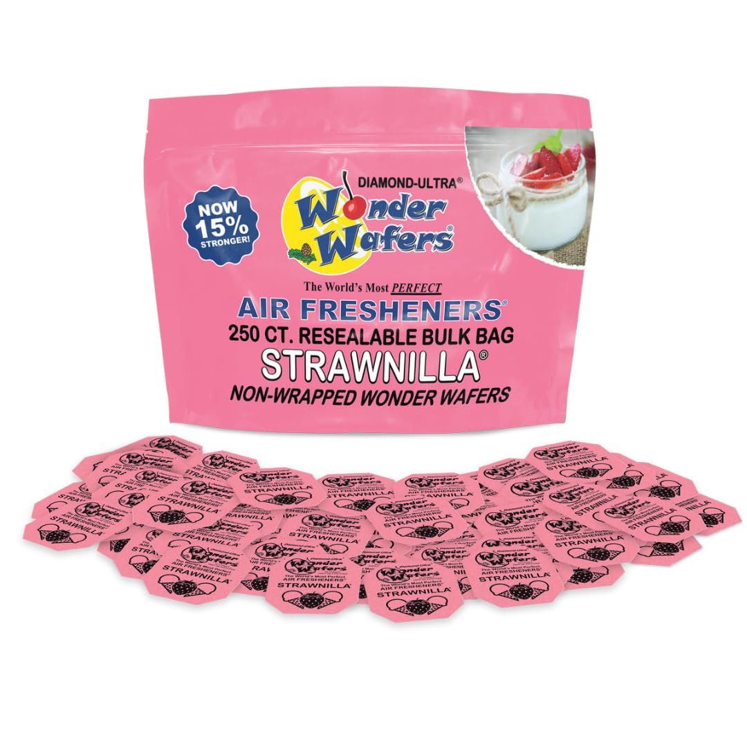 Wonder Wafers 250 Count Strawnilla Unwrapped Automobile Professional Use Air Fresheners Car and Truck Detail
